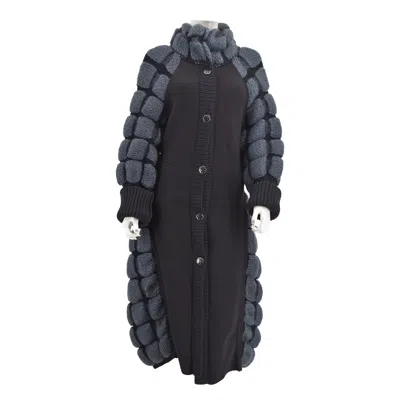 Pre-owned Chanel 10a 2010 New Mohair Blend Quilted Runway Coat Fr 38 Cc Logo In Black