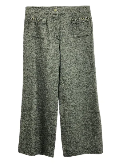 Pre-owned Chanel 10s Silk Trousers In Green