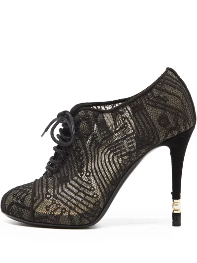 Pre-owned Chanel 110mm Lace Booties