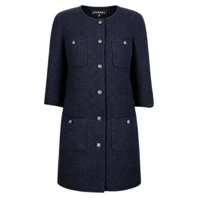 Pre-owned Chanel 11k$ Paris / Edinburgh Cc Lion Buttons Tweed Coat 38 Fr In Black