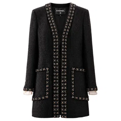 Pre-owned Chanel 12k$ Paris / Cosmopolite Iconic Black Tweed Jacket 44 Fr