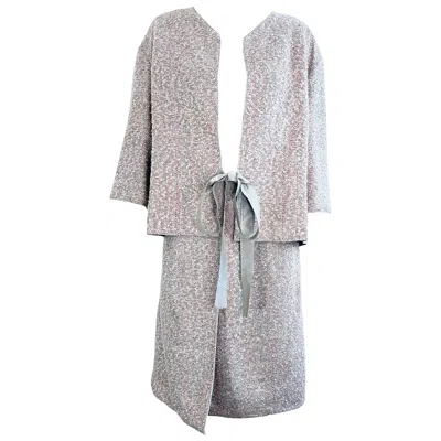 Pre-owned Chanel $12k Vintage  Spring 1999 44 10 Multi Color 90s Tweed Skirt Suit Jacket In Gray