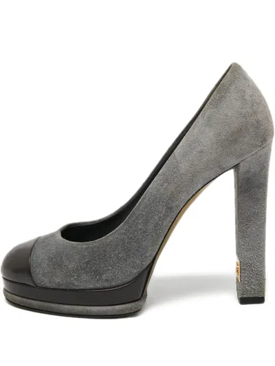 Pre-owned Chanel 130mm Platform Suede Pumps