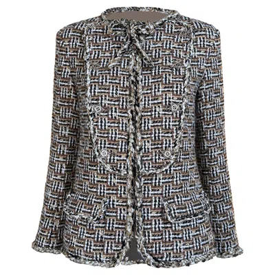 Pre-owned Chanel 13k$ New Paris / Dallas Cc Star Buttons Beige Tweed Jacket 36 Fr In Brown