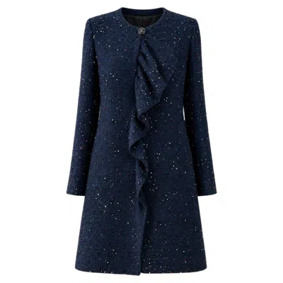 Pre-owned Chanel 14k$ Cruise 2020 Jewel Logo Emebellished Tweed Coat 38 Fr In Black