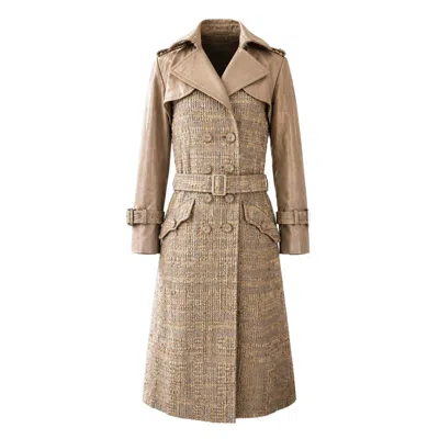 Pre-owned Chanel 14k$ Masterpiece Beige Ribbon Tweed Coat 34 Fr In Brown
