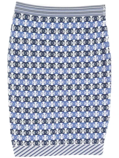 Pre-owned Chanel 1896-1988s Coco Mark Skirt In Blue
