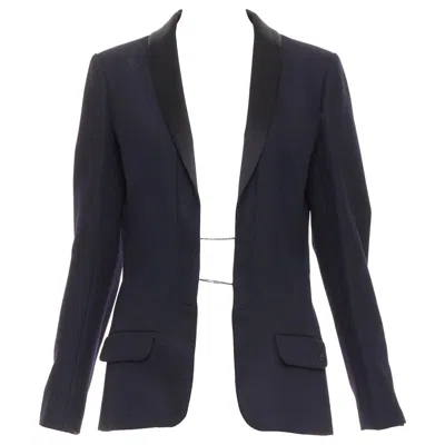 Pre-owned Chanel 18a Black Paris Hamburg Metier D'art Wool Tuxedo Blazer Fr40 L