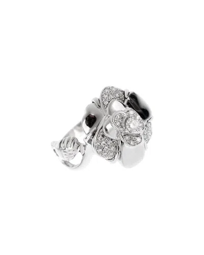 Chanel 18k 0.40 Ct. Tw. Diamond Camelia Ring (authentic Pre-loved) In Metallic