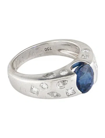 Pre-owned Chanel 18k 1.63ct Sapphire & Diamond Cocktail Ring In Multi