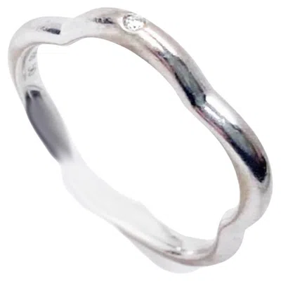 Pre-owned Chanel 18k 750 White Gold Camellia 1 Diamond Ring
