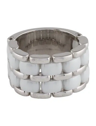 Pre-owned Chanel 18k Ceramic Large Ultra Band Ring In Multi