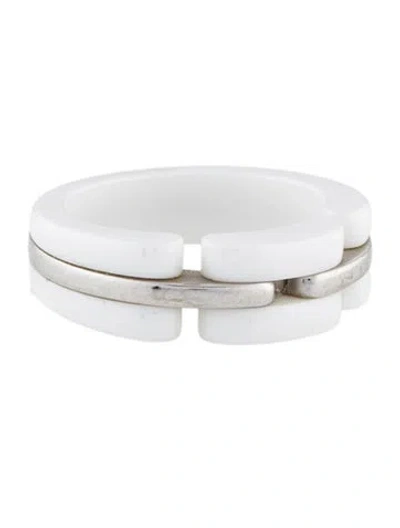 Pre-owned Chanel 18k Ceramic Ultra Ring In White