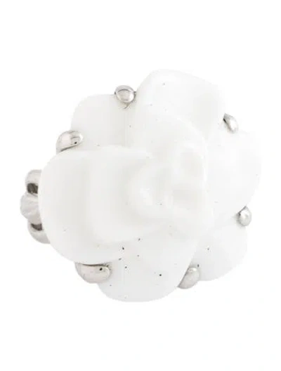 Pre-owned Chanel 18k Chalcedony Camélia Cocktail Ring In Multicolor