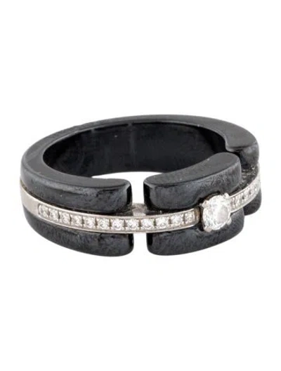 Pre-owned Chanel 18k Diamond & Ceramic Ultra Ring In Black