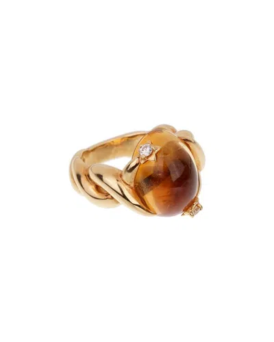 Chanel 18k Diamond & Citrine Comete Ring (authentic Pre-loved) In Gold