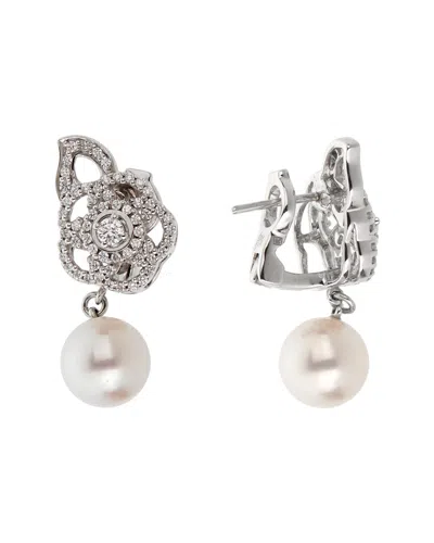 Chanel 18k Diamond & Pearl Earrings (authentic Pre-loved) In Silver