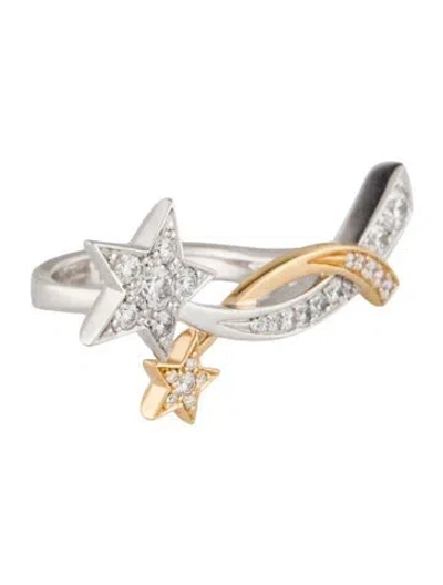 Pre-owned Chanel 18k Diamond Comète Double Shooting Star Ring In Multi
