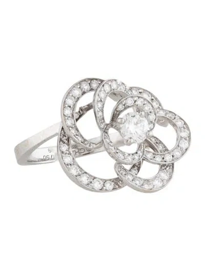 Pre-owned Chanel 18k Diamond Fil De Camélia Cocktail Ring In Multicolor
