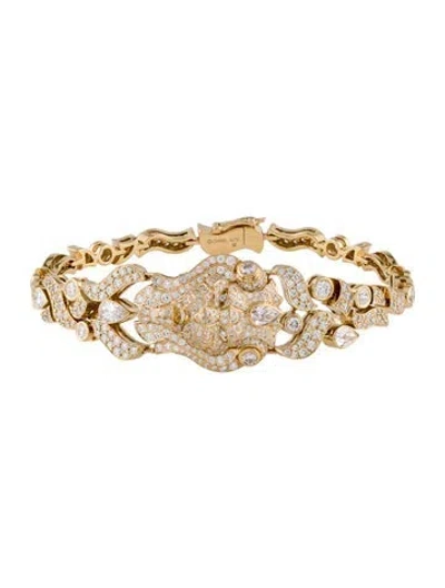 Pre-owned Chanel 18k Diamond Lion Venetian Bracelet, 6.75" In Multi