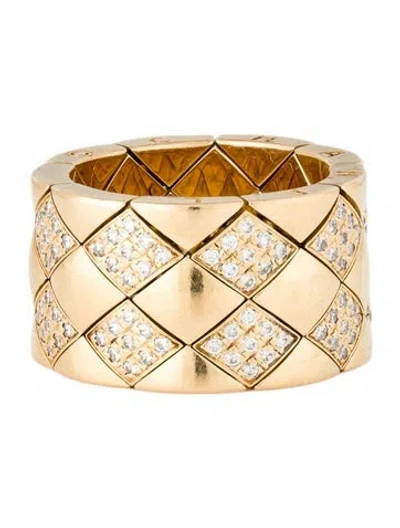 Pre-owned Chanel 18k Diamond Matelassé Ring In Multi