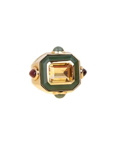 Chanel 18k Gemstone Cocktail Ring (authentic Pre-loved) In Gold