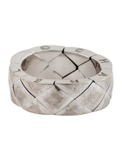 Pre-owned Chanel 18k Matelassé Quilted Flex Ring In Multicolor