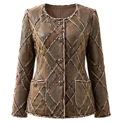 Pre-owned Chanel 18k$ Paris / Edinburgh Cc Gripoix Buttons Leather Jacket 40 Fr In Brown