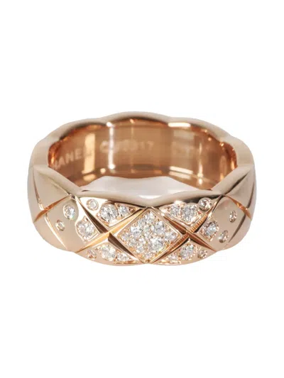 Pre-owned Chanel 18k Rose Gold Coco Crush Diamond Ring In Pink