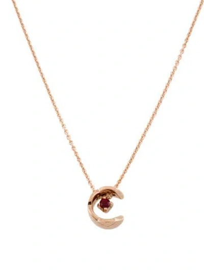 Pre-owned Chanel 18k Ruby Coco Pendant Necklace, 18.75" In Multi