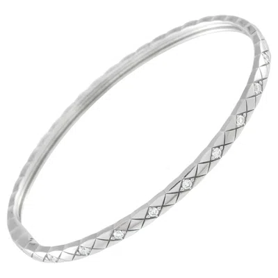 Pre-owned Chanel 18k White Gold 0.36ct Diamond Bangle Bracelet Cc03-051526