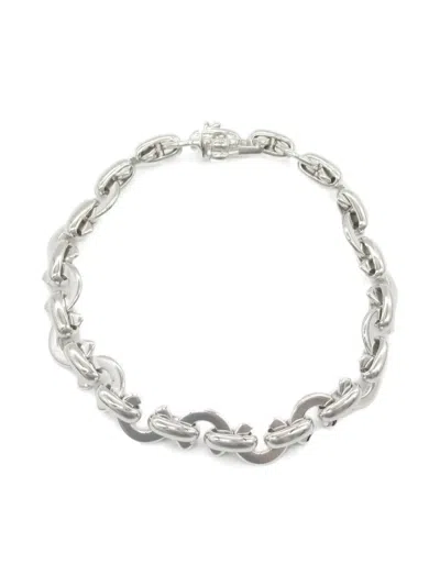 Pre-owned Chanel 18k White Gold Chain Bracelet In Silver
