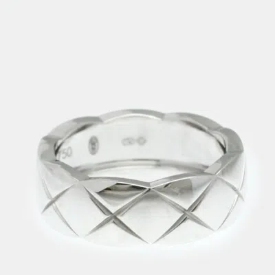Pre-owned Chanel 18k White Gold Coco Crush Medium Size Band Ring Silver
