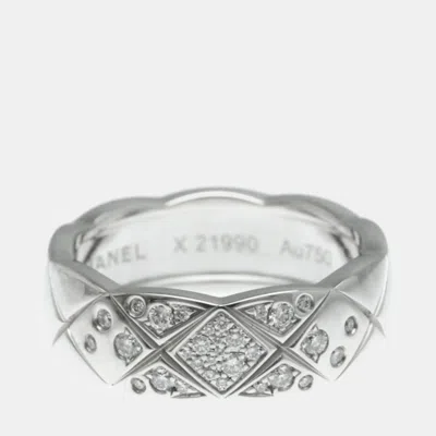 Pre-owned Chanel 18k White Gold Diamond Medium Coco Crush Ring 52