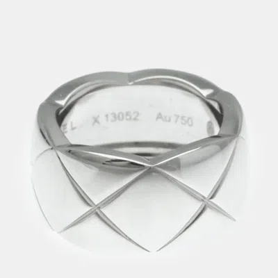 Pre-owned Chanel 18k White Gold Large Coco Crush Band Ring Eu 51