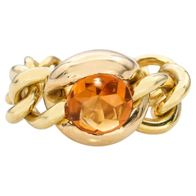 Pre-owned Chanel 18k Yellow Gold Citrine Cable Link Ring