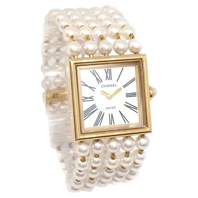 Pre-owned Chanel 18k Yellow Gold Pearl Square Women's Evening Wrist Watch
