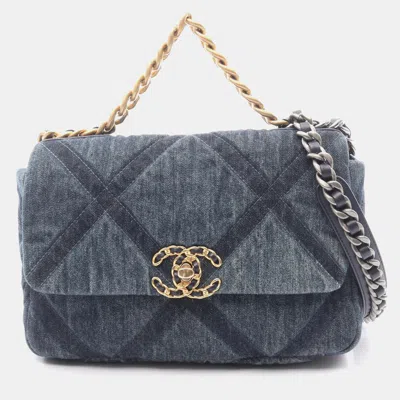 Pre-owned Chanel 19 Blue Denim Flap Shoulder Bag