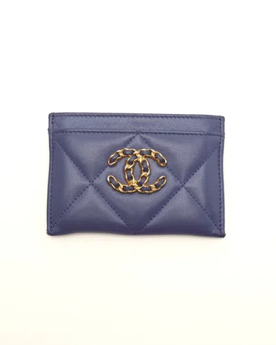 Chanel 19 Card Holder In Blue