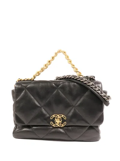 Pre-owned Chanel 19 Cc Chain Tote Bag In Black