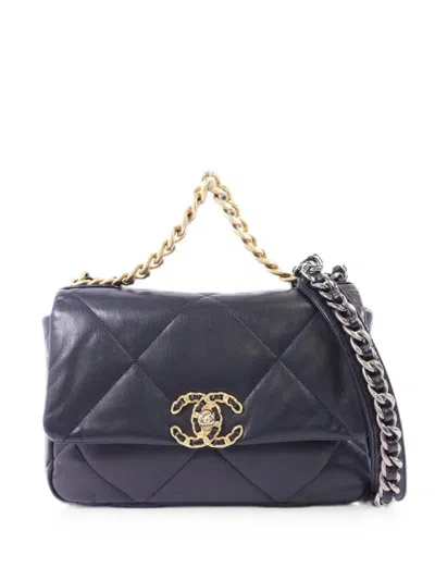 Pre-owned Chanel 19 Cc Classic Quilted Shoulder Bag In Black