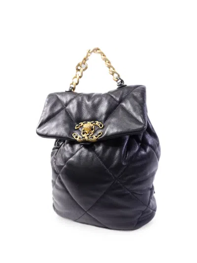 Pre-owned Chanel 19 Cc Turn-lock Backpack In Black