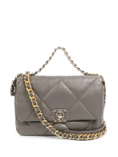 Pre-owned Chanel 19 Cc Turn-lock Tote Bag In Gray