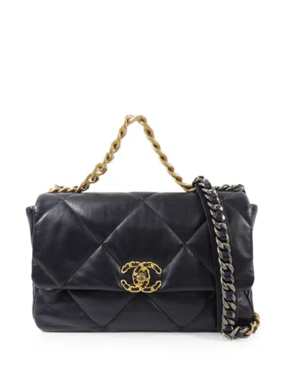 Pre-owned Chanel 19 Chain Shoulder Bag In Black