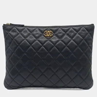 Pre-owned Chanel 19 Clutch New Medium In Black