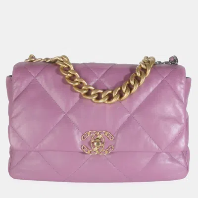 Pre-owned Chanel 19 Flap Bag In Purple