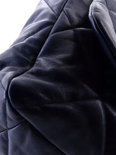 Pre-owned Chanel 19 Flap Bag Quilted Leather Maxi Crossbody Bag In Blue