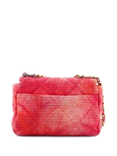 Pre-owned Chanel 19 Flap Bag Quilted Tweed Medium Crossbody Bag In Multi