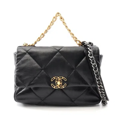 Pre-owned Chanel 19 Lambskin Shoulder Bag Black
