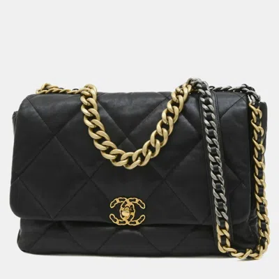 Pre-owned Chanel 19 Maxi Chain Shoulder Black